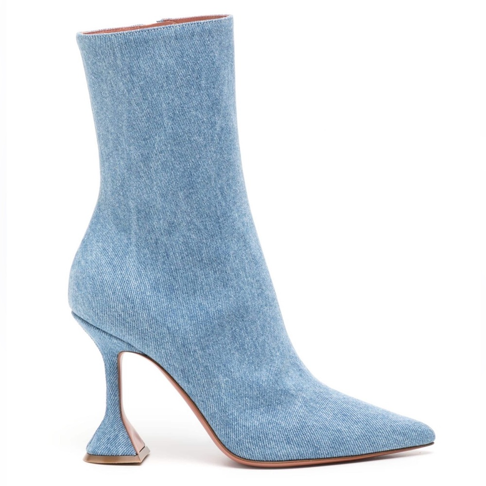 BNIB Amina Muaddi Giorgia Denim Ankle Boots 100mm Size 36 - NEGOTIABLE